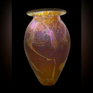 Robert Eickholt Aurene Art Glass Vase 10in Tall Signed 2004